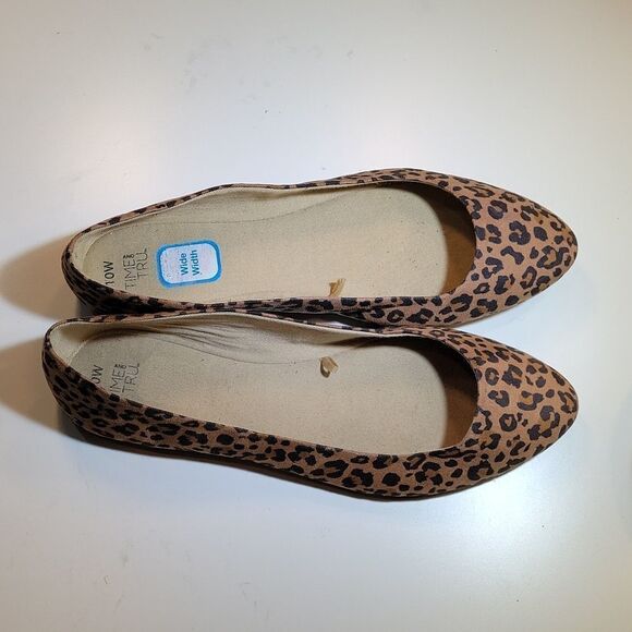 TIME&TRU LEOPARD ROUND TOE SLIP-ON WOMEN"S SUEDE BALLET FLATS G1 - Picture 10 of 14